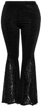 Punk Rave Crocodile Textured Velvet Embossed Flared Trousers Dames Legging - zwart - XXL