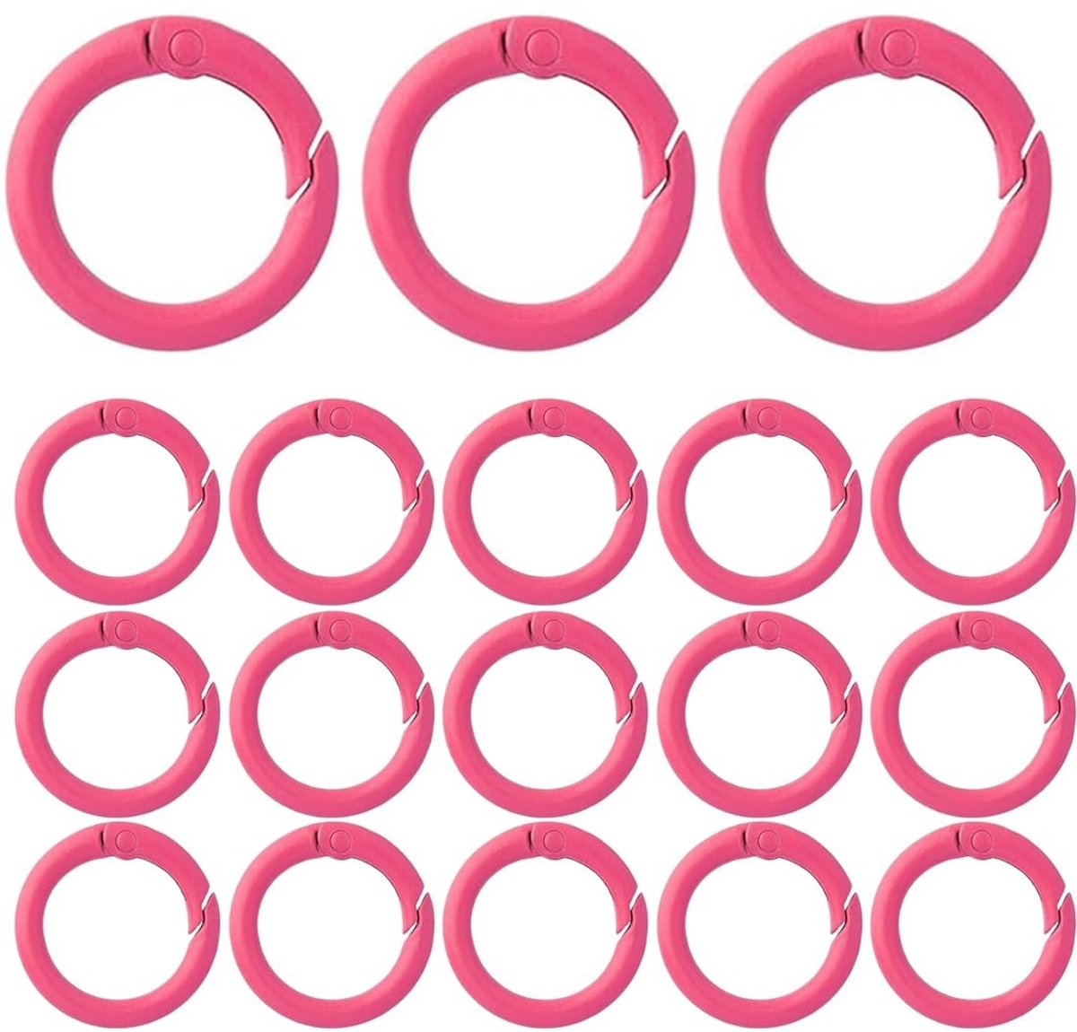 Dailygoods- Karabijnhaak 18 Stuks - Ronde O-ring - Veersplitringen - Doe-het-zelf - Sieraden - Lichtroze - Buitendiameter 20 mm - Haak
