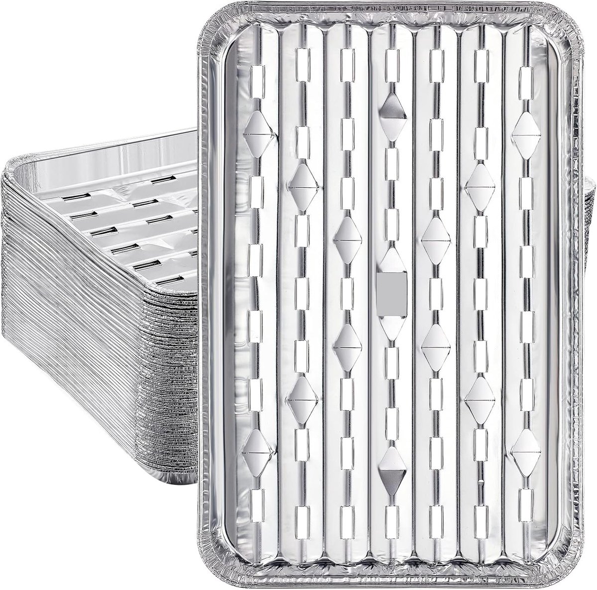30 stuks aluminium grillbakjes - met gaten - 34 x 22,9 cm