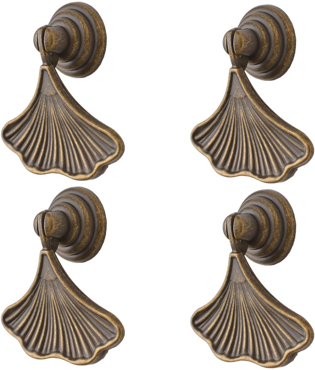Dailygoods- Handvatten met bladvorm - 4 stuks - Trekgreep - Hardwarelade - Kastknoppen - Klein formaat - Eenvoudige installatie - Kastgrepen