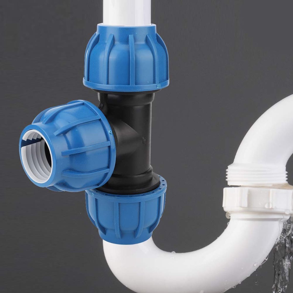 Dailygoods- T-stuk 50mm - PE-kunststof - Waterleidingfitting - Corrosiebestendig - Eenvoudige installatie - Hoog draagvermogen - Pijpfitting
