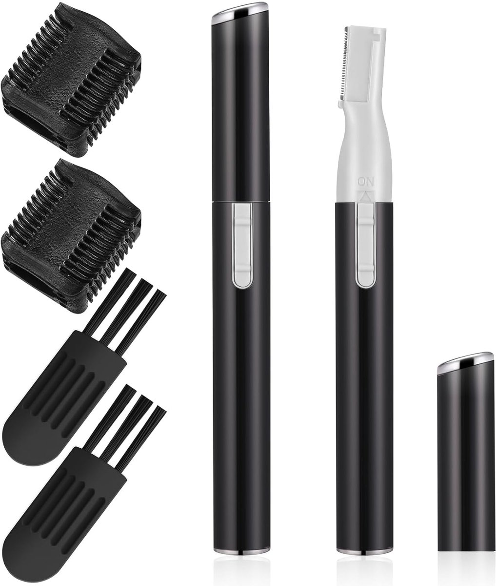 2 Stuks Elektrische Wenkbrauwtrimmer voor Vrouwen - Precisie Gezichtsscheerder - Mini Ontharingsapparaat - Geschikt voor Gezicht-Lippen-Benen - Zwart