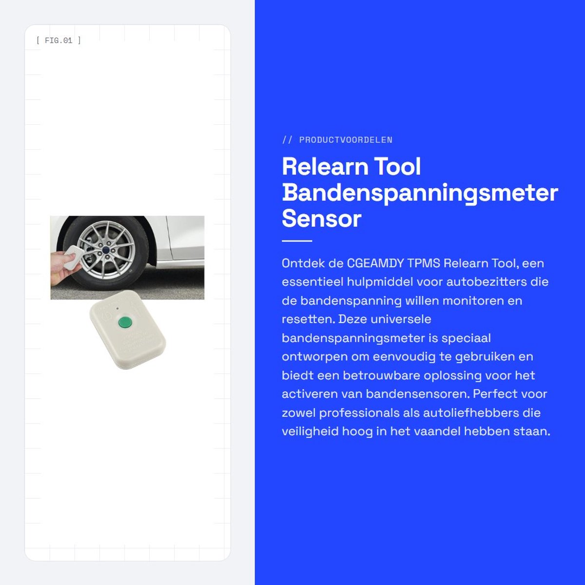 Dailygoods- Bandenspanningsmeter Universeel - Bandenspanningsmeter Sensor - Reset Zender - PVC - Waterdicht - Hoogwaardige Duurzaamheid - Bandenspanningstester