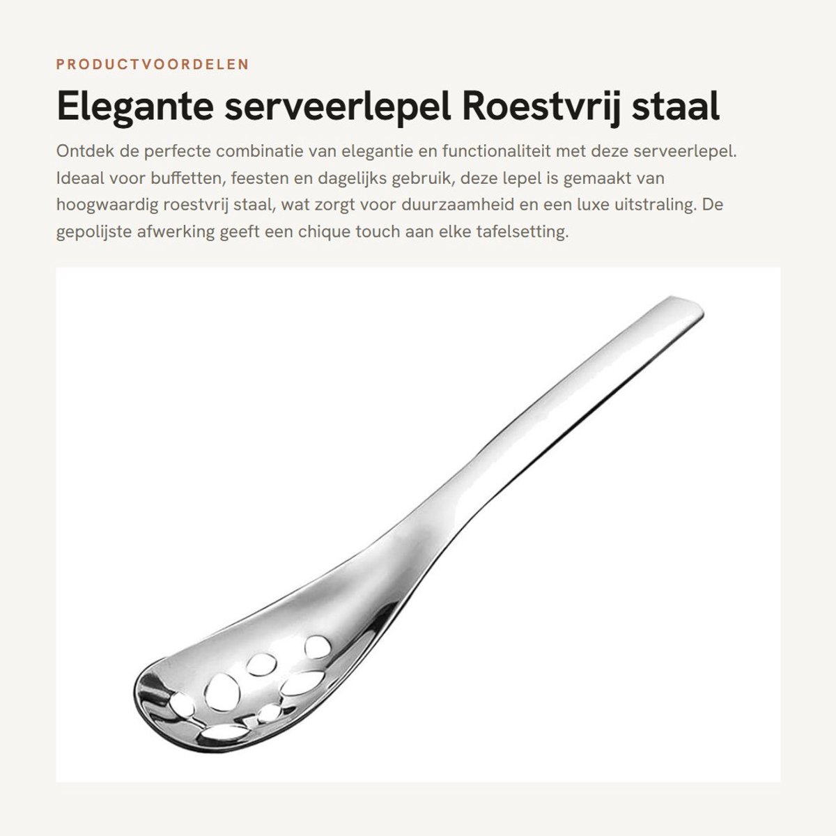 Dailygoods- Serveertlepel - Duurzaam 304 Roestvrij Staal - Ergonomische Handgreep - Gepolijste Afwerking - Geschikt voor Buffetten - Afmetingen 16 x 3 cm