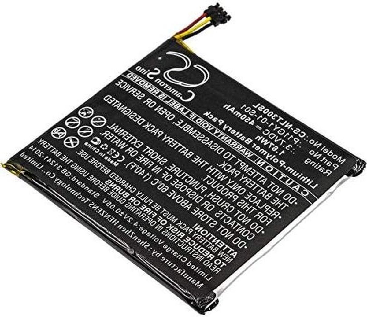 Vervangende Batterij - Oplaadbare Energiebron - Thermostaat Werking - Li-Polymer Technologie - 450mAh Capaciteit - Zwart