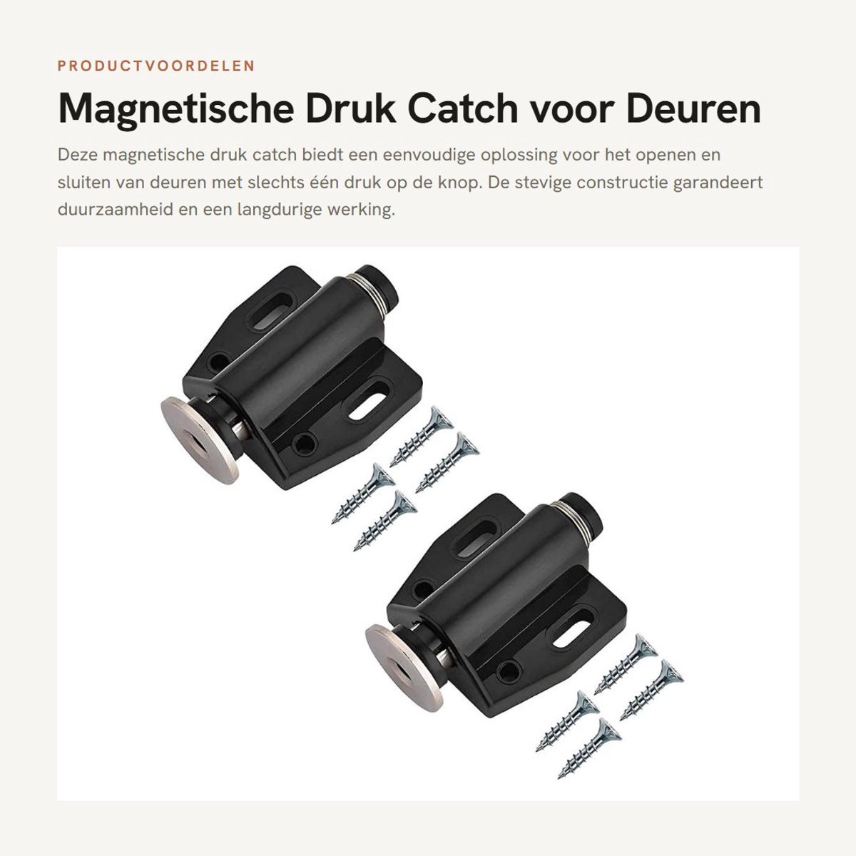 Dailygoods- Deurvanger Zwart - Magnetische Drukontgrendeling - Duurzaam Kunststof - Eenvoudig te Installeren - Pack van 4 - Weerbestendig - Deurstopper