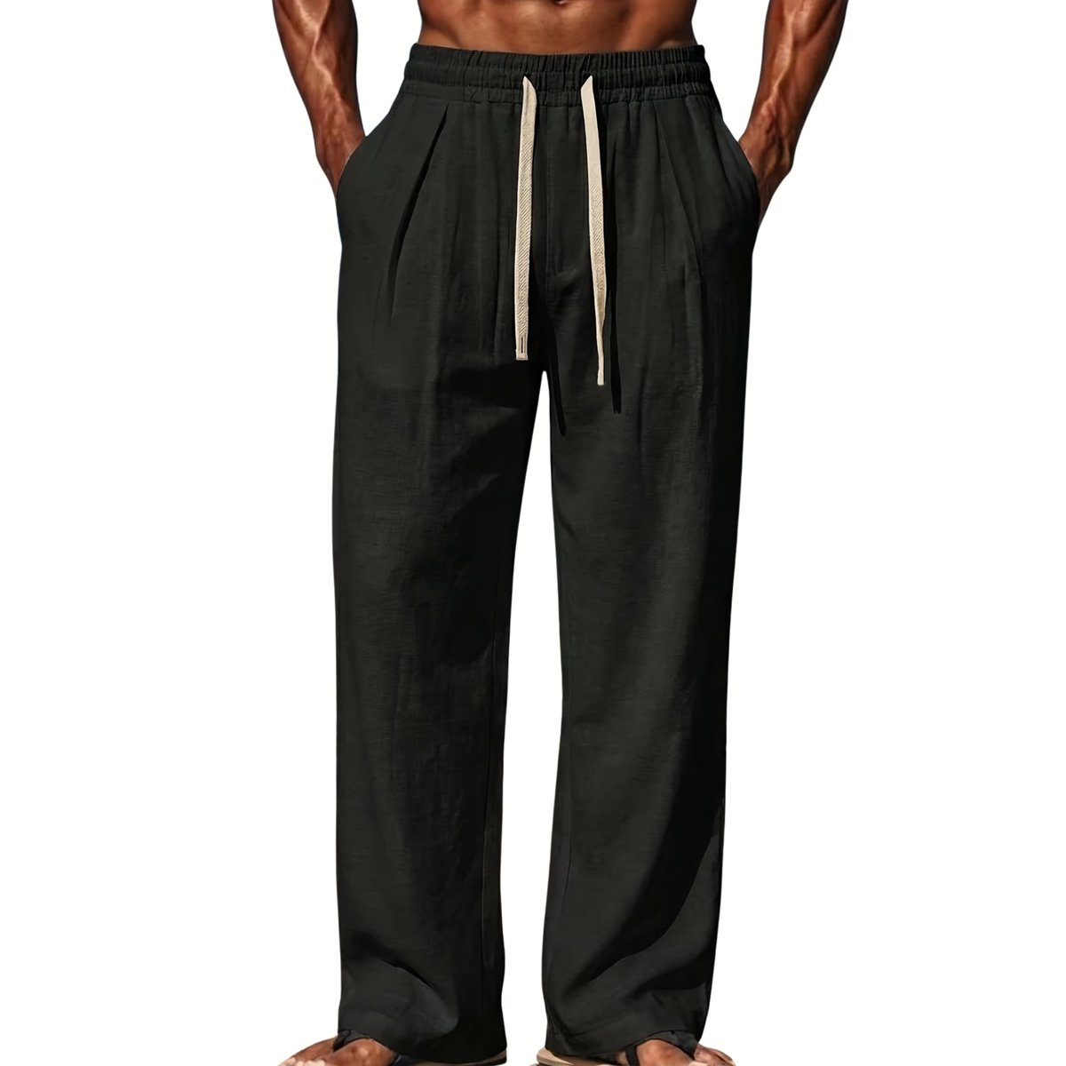 Currero Linnen Broek Heren - Zomerbroek - Volwassenen - Lange Broek - Pantalon - Strandbroek - Zomer - Ibiza Stijl - Zwart XXXL