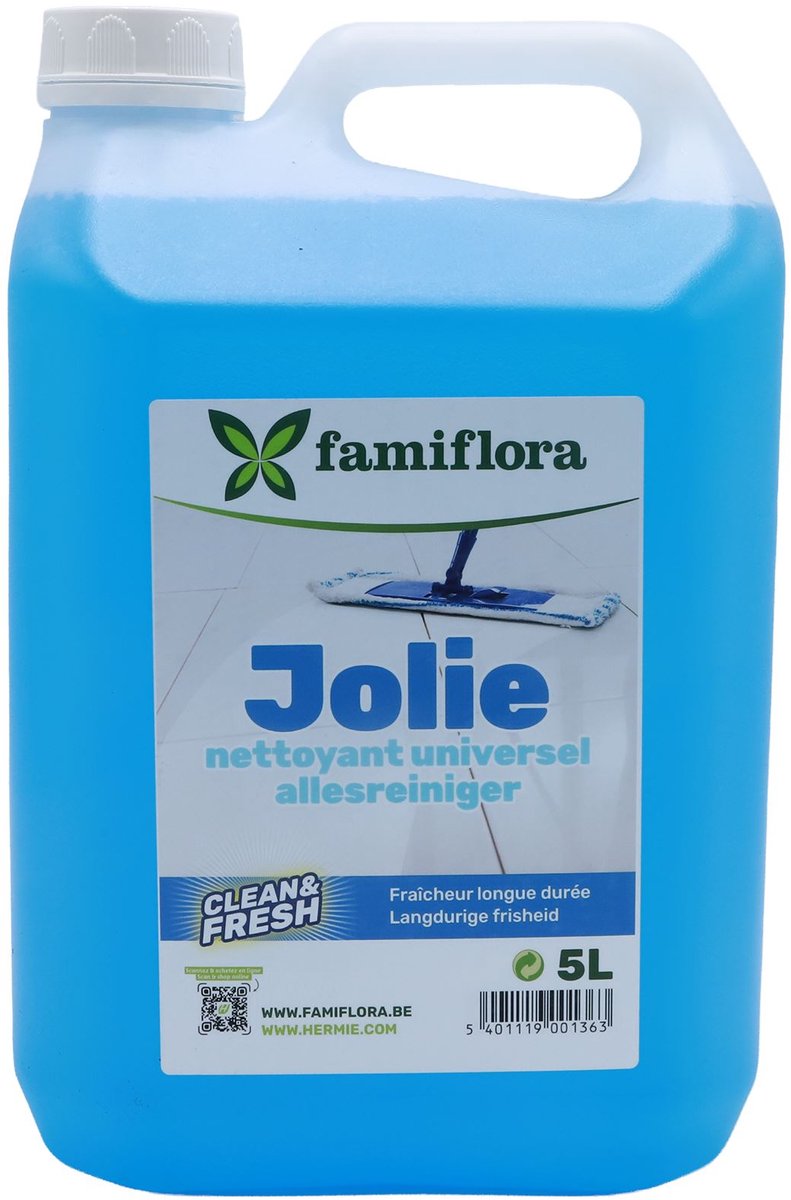 Famiflora allesreiniger Jolie 5 liter - Flower - Voordeelverpakking - Heerlijke bloemengeur - Geschikt voor meerdere oppervlaktes