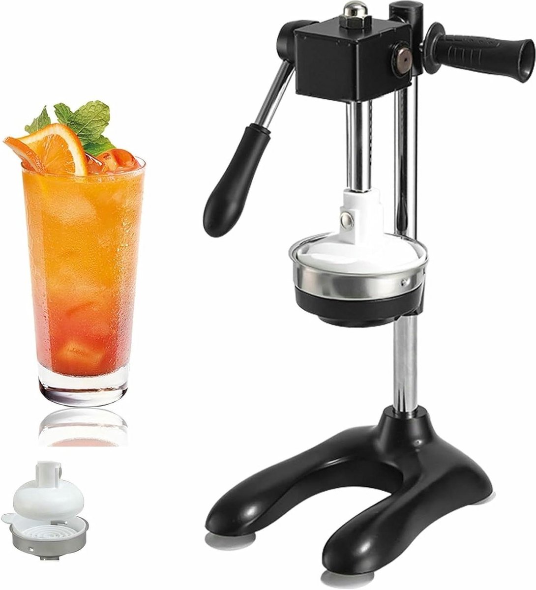 Handmatige Citruspers - Sapcentrifuge Keuken - Vers Sap Maken - Roestvrij Staal - Compact Ontwerp - Zwart
