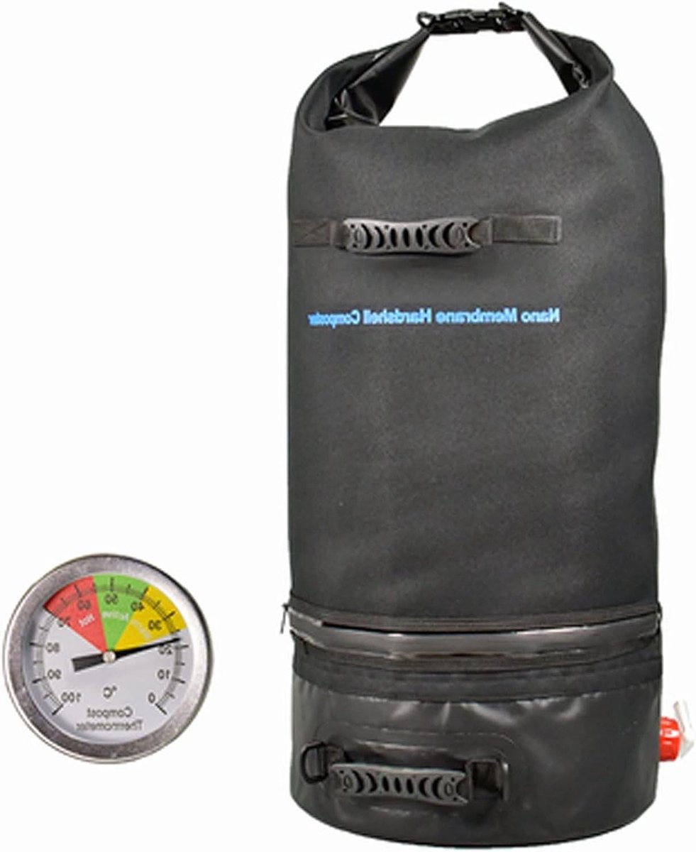 Compost Bak - Organisch Afval - Tuin Verwerken - Inclusief Thermometer - 70 Liter - Zwart