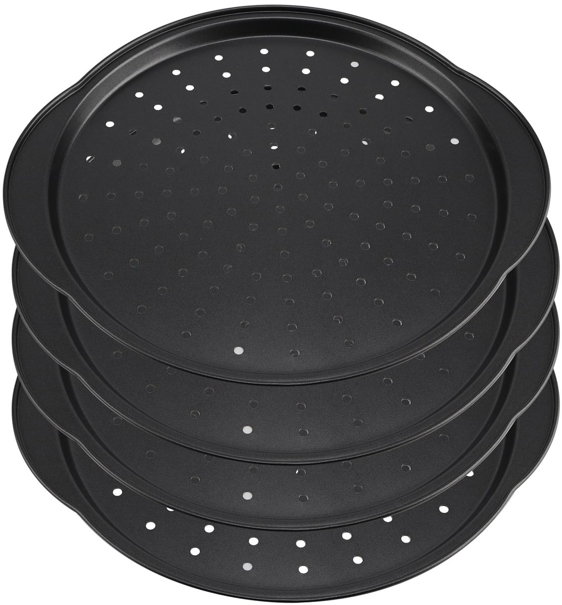 Dailygoods- Pizzaplaat 30,5 cm - Antiaanbaklaag - Ronde Pizzapan - Koolstofstaal - Met Handvat - Duurzaam en Betrouwbaar