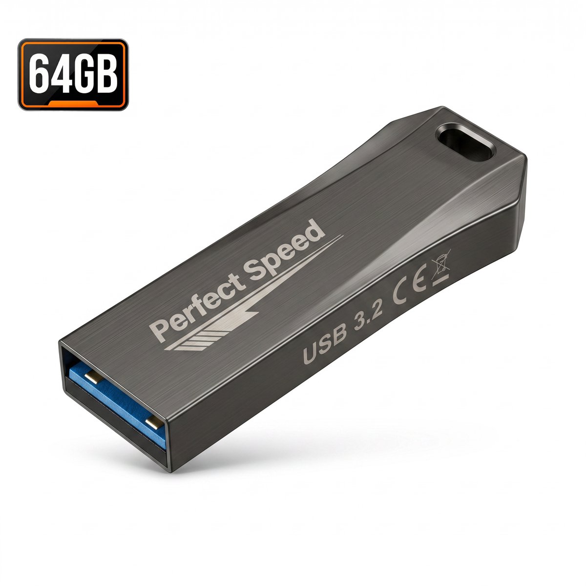 Perfect Speed USB Stick 64GB - Metalen USB Stick - USB 3.2 Pendrive - 150 MB/s - Antraciet