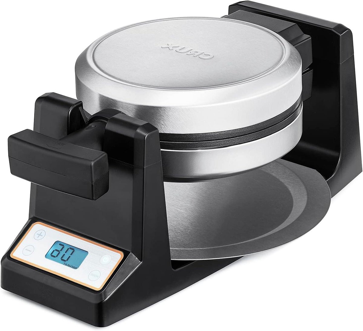 Diep Wafelijzer - Roterend Apparaat - Zelf Wafels Maken - Digitaal LCD Display - 7 Inch Diameter - Roestvrij Staal