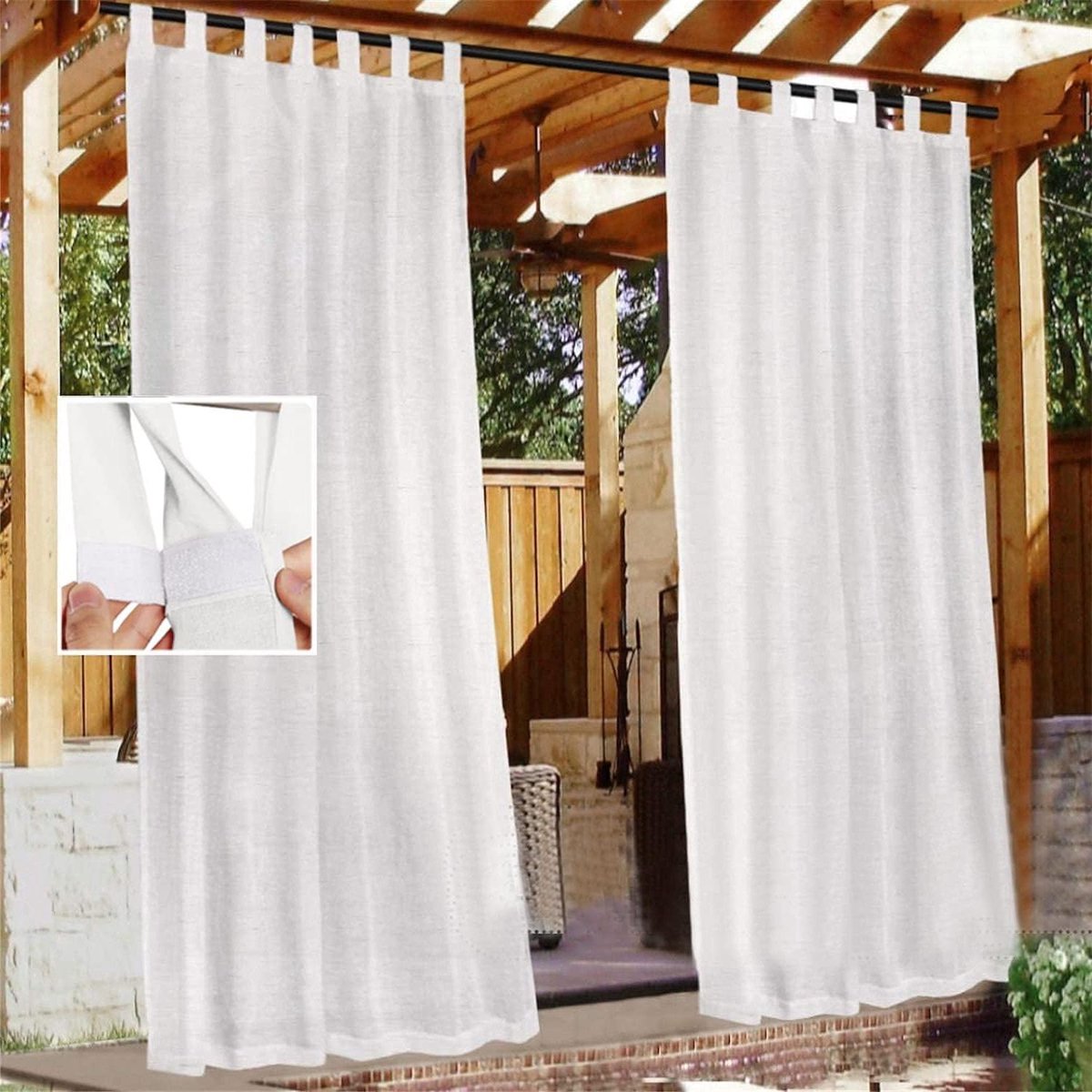 Outdoor Gordijnen - Terras Gordijnen Veranda Gordijnen - Buiten Leven - Waterdicht UV-bestendig - 132x241cm - Wit
