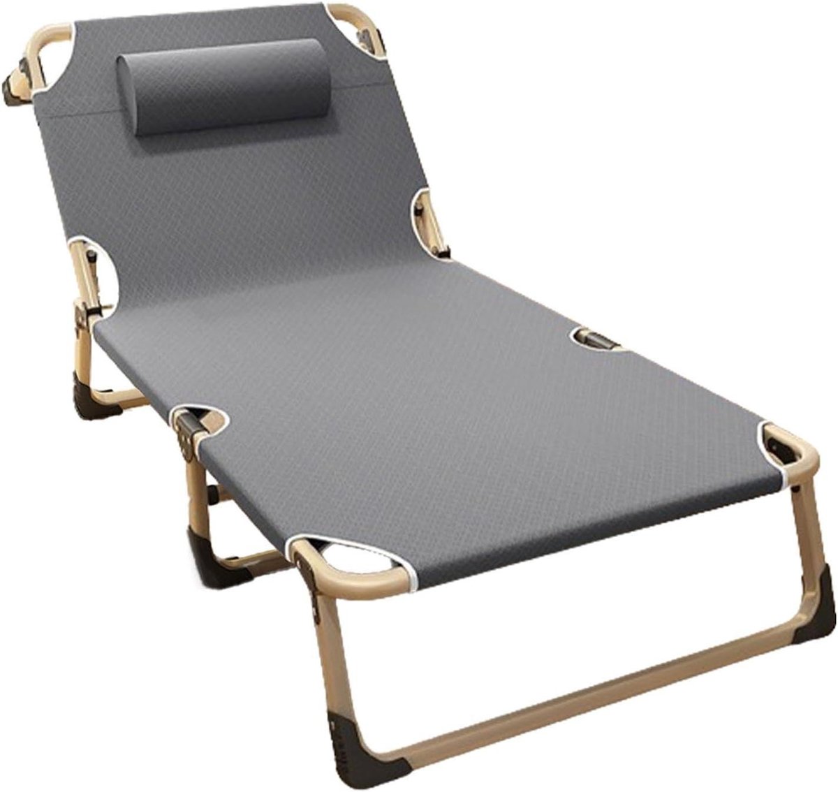Opvouwbaar campingbed - Kampeerbed volwassenen - Buiten ontspannen - Verstelbare rugleuning - Groot formaat - Effekleur