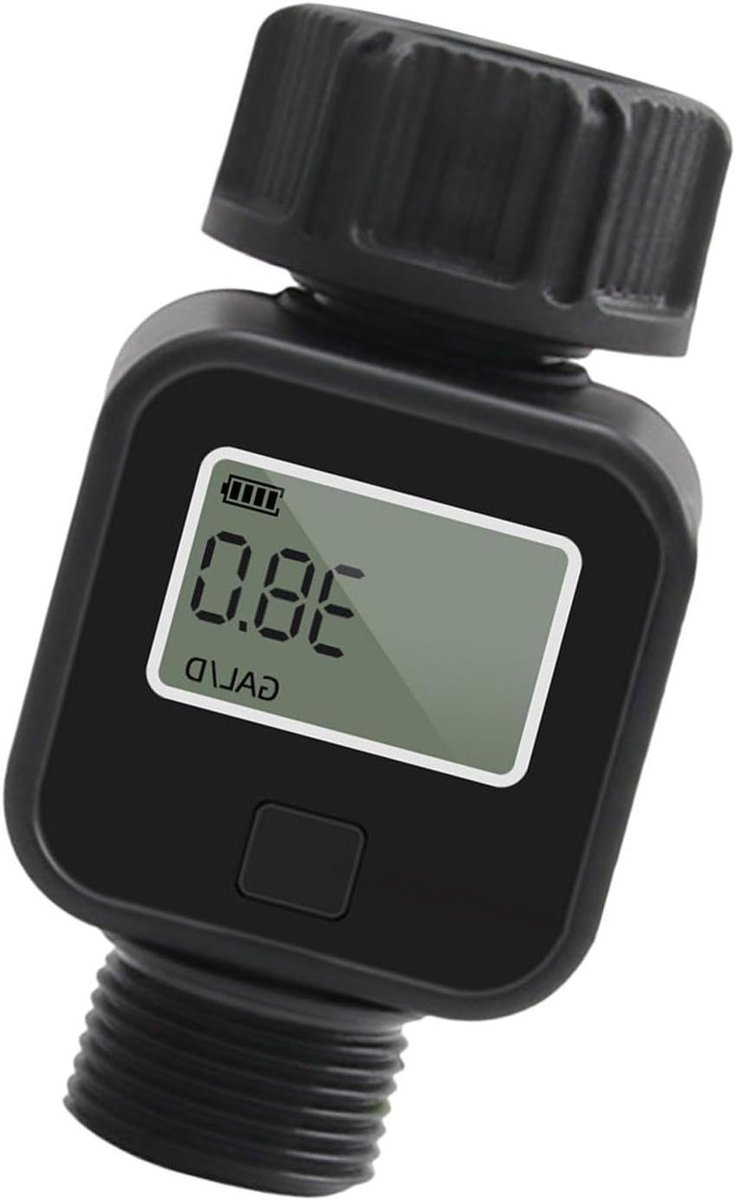 Tuinslang Watermeter - Digitale Display - Waterverbruik Meten - IPX5 Waterdicht - 3/4 Inch - Zwart
