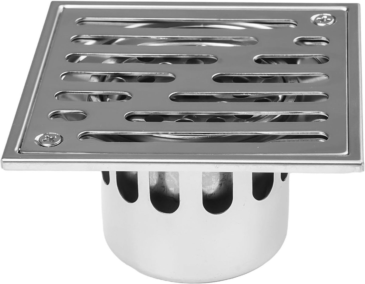 Vloerafvoer Vierkant - Douchegoot Zeef - Water Afvoeren - Geurstop Systeem - 110 x 110 mm - Zilver