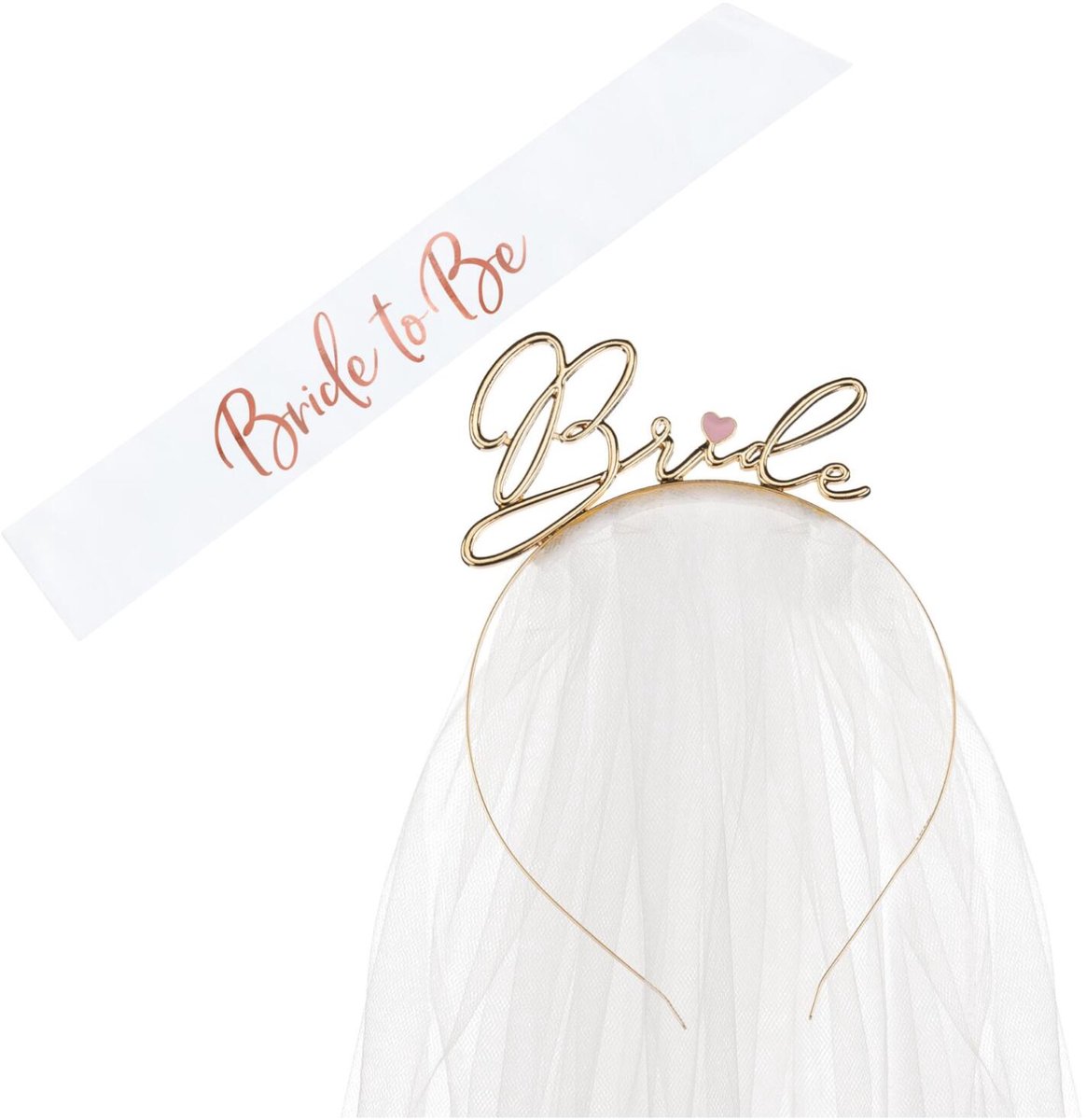 Vrijgezellenfeest bride to be - diadeem en sluier - wit - huwelijk