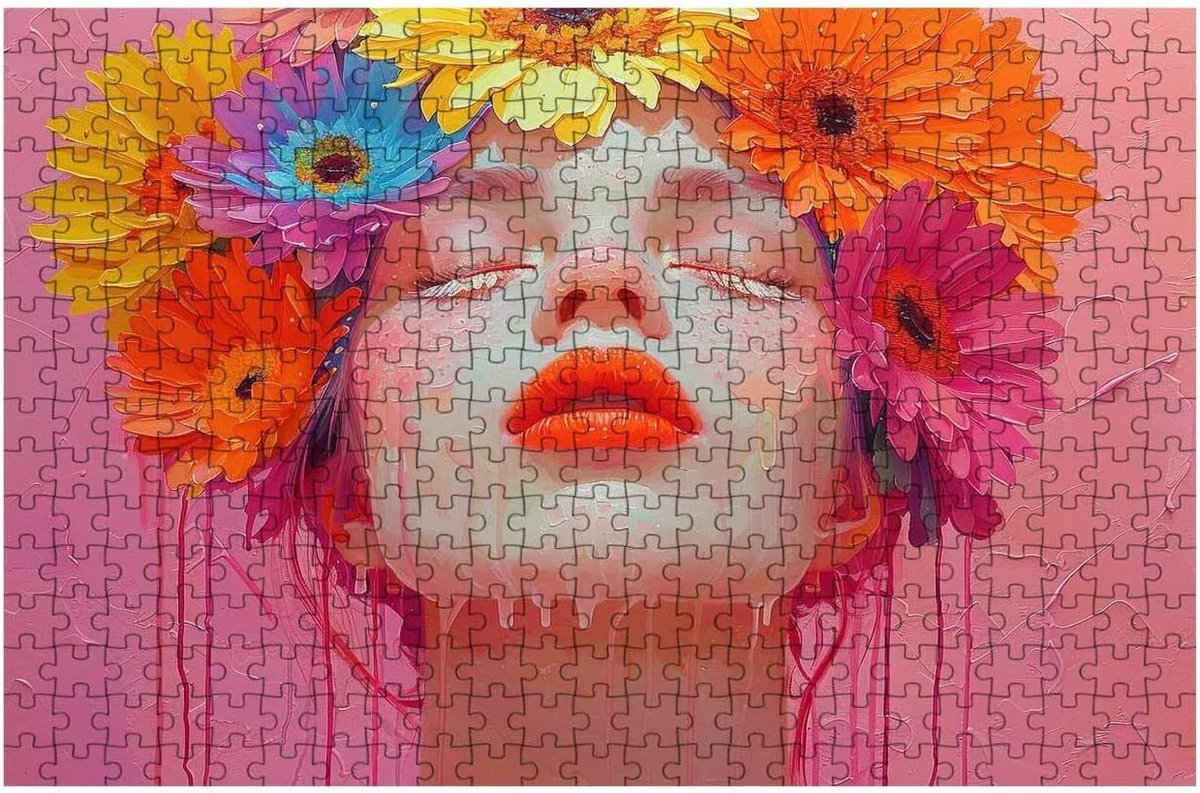 Legpuzzel 1000 stukjes - Houten puzzel - Ontspanning thuis - Geordende stukjes - 75 x 50 cm - Bloemenprint