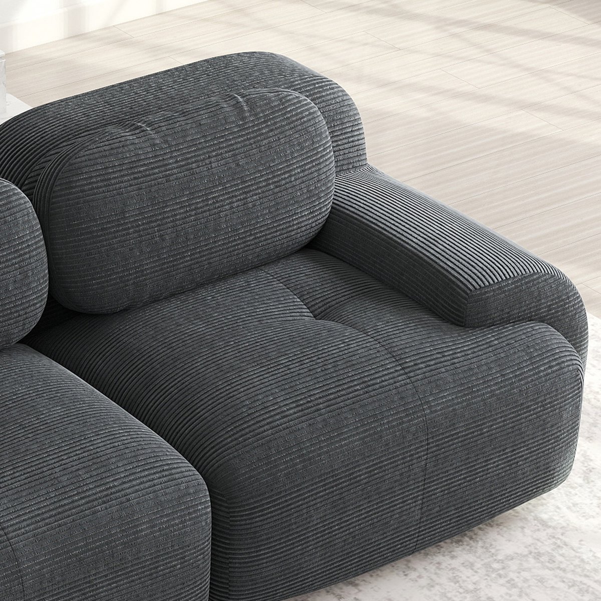 DESMIU Hoekbank 382 Cm - Modulaire 4-Zits Met L-Vormige Chaise Longue En Diepe Zitting - V