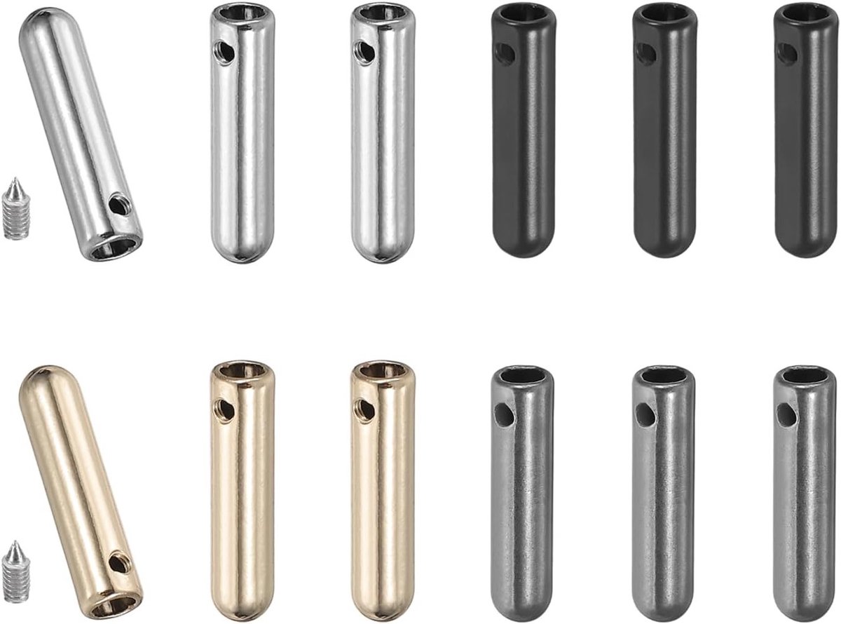 12 Stuks Schoenveters Tips met Schroef, 25mm Cilindrische Aglets voor Veters, Vervangende Eindkappen voor Schoenen