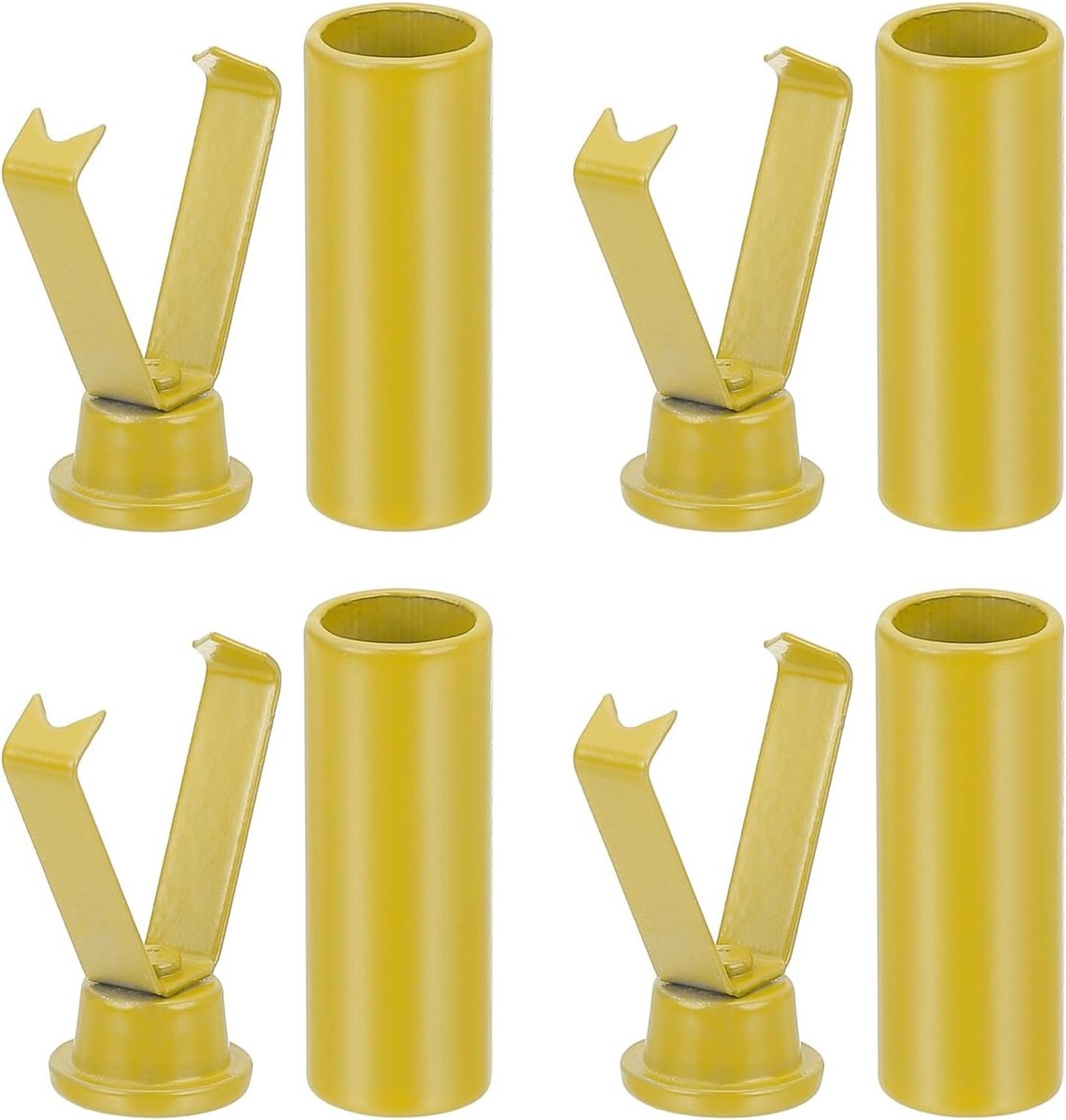 Cilindrische metalen aglets voor schoenveters - 4 stuks vervangende tips voor doe-het-zelf reparaties aan schoenen en kleding, geel