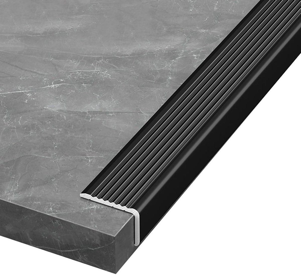 Aluminium trapprofiel - Antislip trapneus - Veiligheid verbeteren - L-vormig ontwerp - 90 cm lengte - Zwart