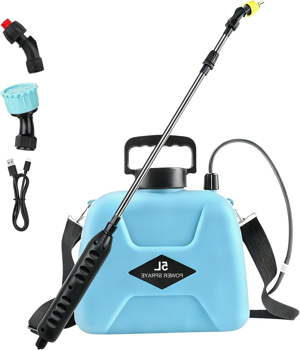 Draadloze tuinspuit voor het spuiten van pesticiden, desinfectie en irrigatie, 5 liter capaciteit, ideaal voor tuinonderhoud en gewasbescherming
