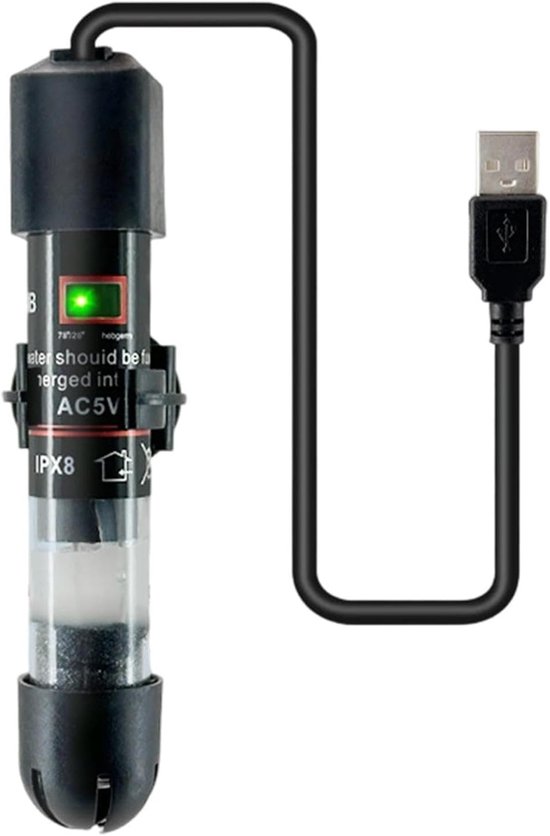 Aquarium Verwarmer - Mini Heater - Water Temperatuur - USB Aangedreven - 10W - Zwart