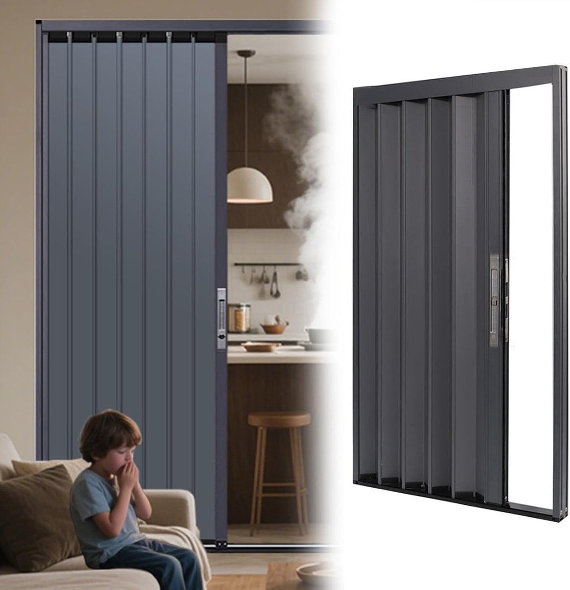 Vouwdeur Opvouwbare Deur - Accordeon Deur - Ruimte Verdelen - Laag Spoor Inclusief - 100x2