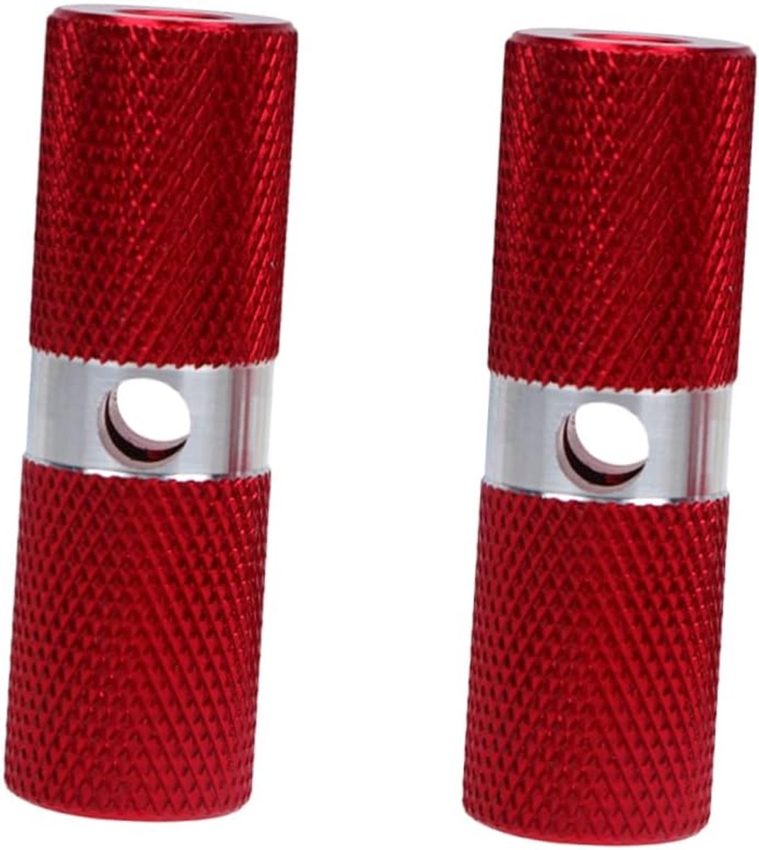 Fietsvoetsteunen - Pedaal pinnen - Extra grip - Massieve as - 2.1 x 2.1 x 7 cm - Rood