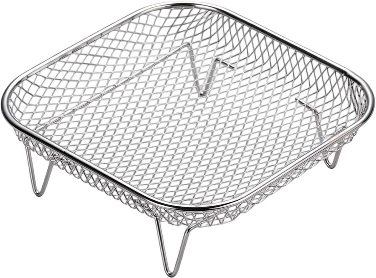 Airfryer Grillrek Stapelbaar Droogrek Gelijkmatig Koken Roestvrij Staal 20 x 20 x 7 cm Zilver