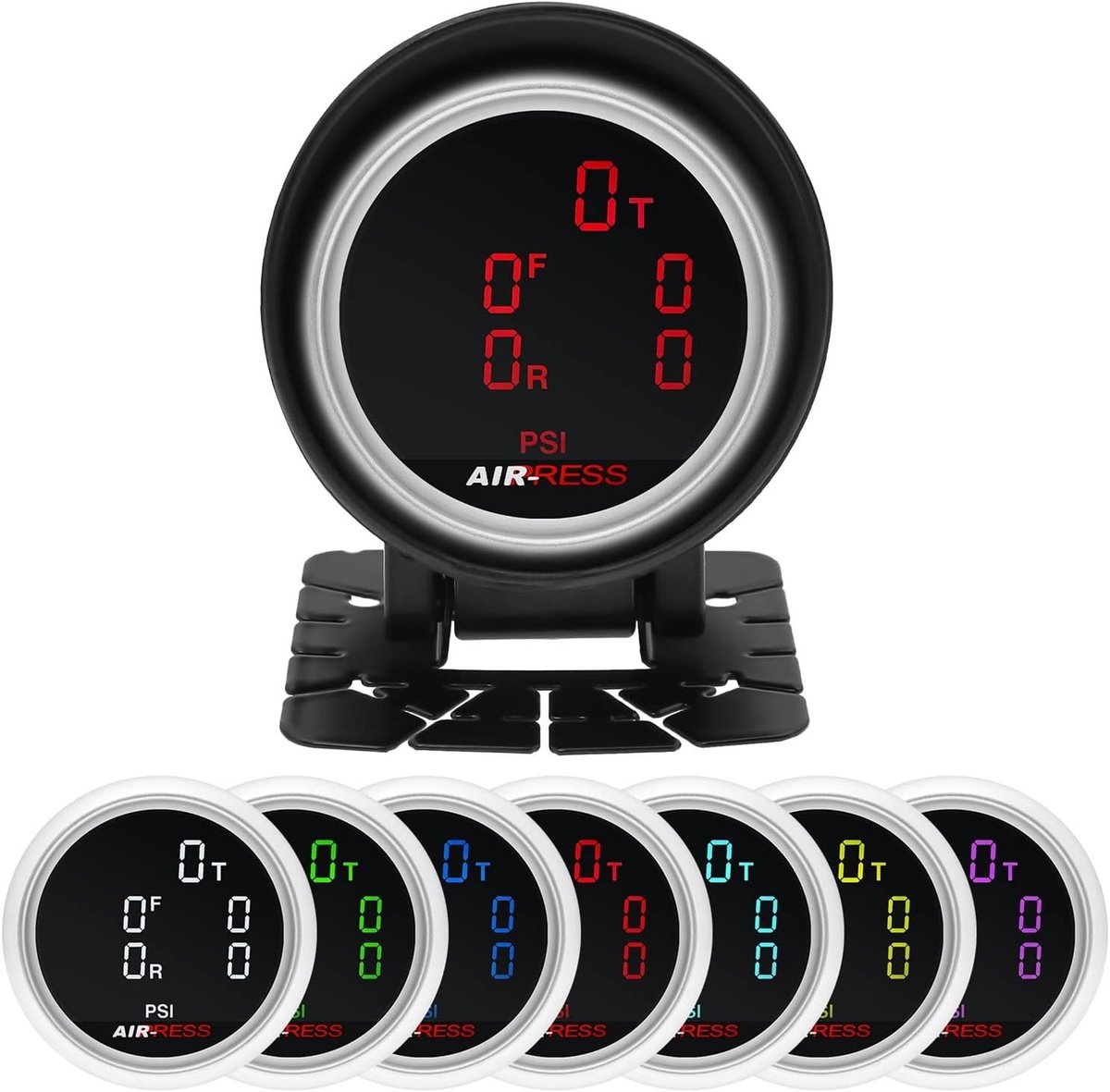 Brandstof Water Niveau Sensor - Drukmeter Luchtdruk - Voertuig Meten - 7 Kleuren LED - 52mm - Zilver