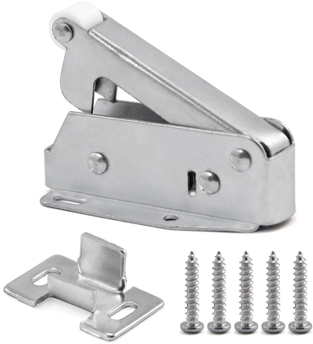 Dailygoods Loft Deuropener - Veerslot - Gebruiksvriendelijke Greep - Zilver - Ideaal voor Kasten - Geschikt voor Diverse Deuren