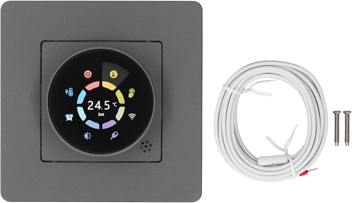 Slimme Thermostaat - Verwarming Schakelaar - Energie Besparen - Instelbare Achtergrondverlichting - 16A - Zwart