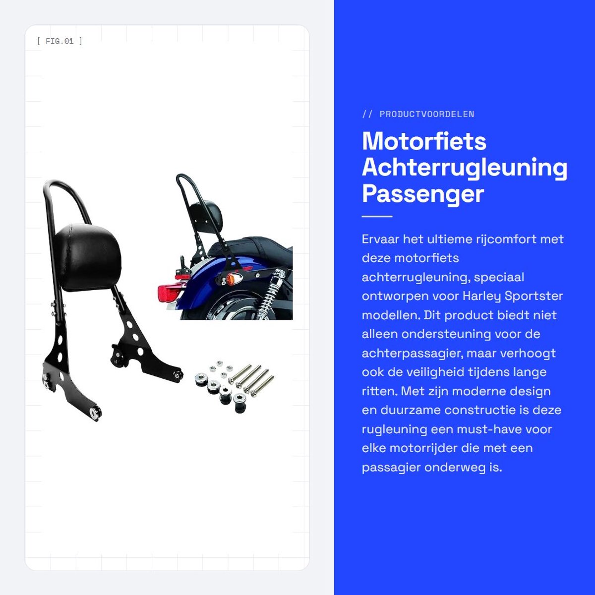 Motorfiets Achterrugleuning Sissy Bar voor Sportster Modellen 2004-2023