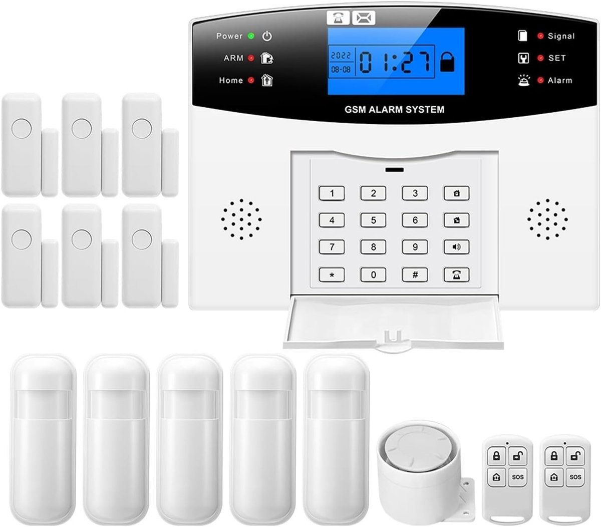 Huisbeveiligingssysteem - GSM Alarm - Woning Beveiligen - APP Controle - Set 5 - Zwart