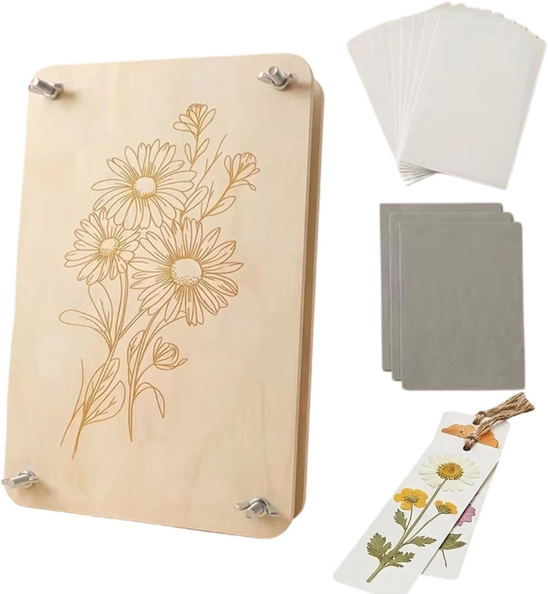 Bloemenpers set - Bloemen drogen - Knutselen met bloemen - Meerlaags plaatontwerp - 21 x 1