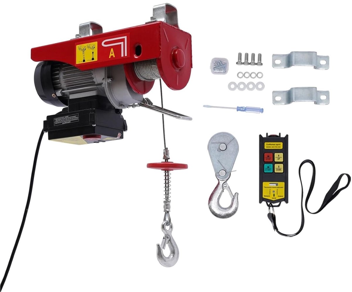 Elektrische Takel - Hefgereedschap Lier - Zwaar Werk - Draadloze Bediening - 200 kg Capaciteit - Rood Zwart