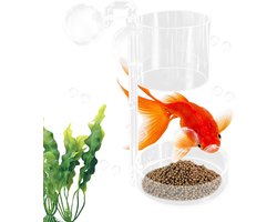 Voederstation Aquarium - Voederbak Vis - Efficiënt Voeren - Zwevend en Zinkdesign - 16.5 x 9 x 9 cm - Transparant