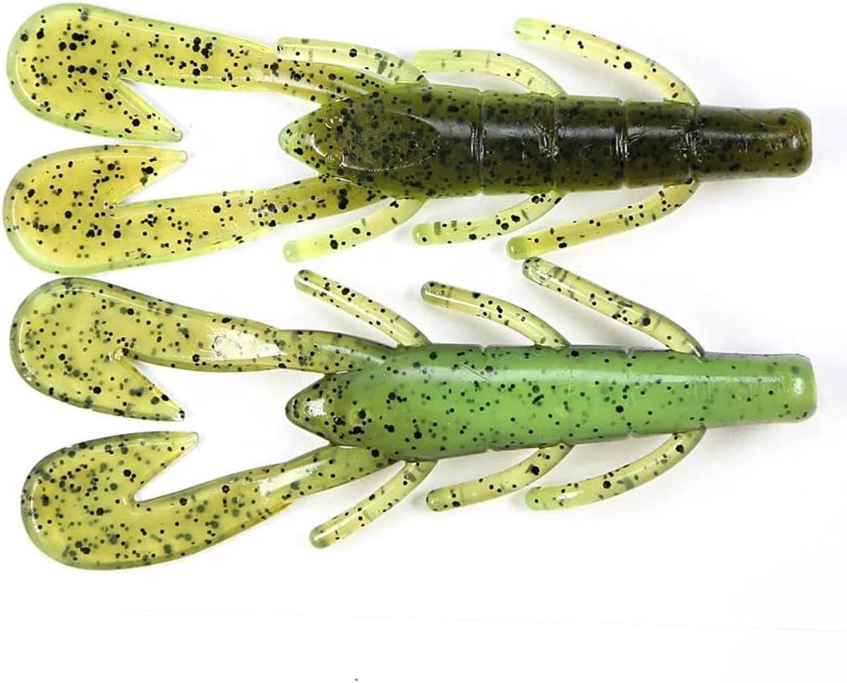 Zwem Garnalen Aas - Softbait Wobbler - Roofvis Vangen - Natuurgetrouwe Beweging - 5 stuks 88mm - Bruin Groen