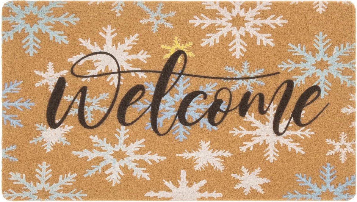 Famanu Kerst deurmat met sneeuwpop, 43 x 73 cm, voor winterdecoratie bij de entree, antislip en duurzaam Transparant