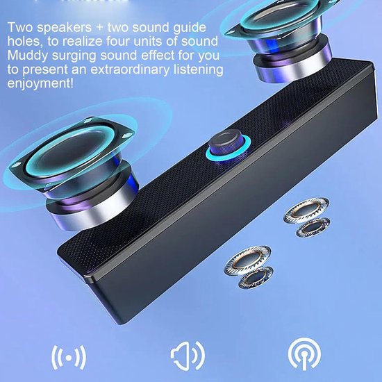 Soundbar Luidsprekers - Audio Systeem - Desktop Audio - Volume Boost Bas - 296 cm - Zwart — afbeelding 4