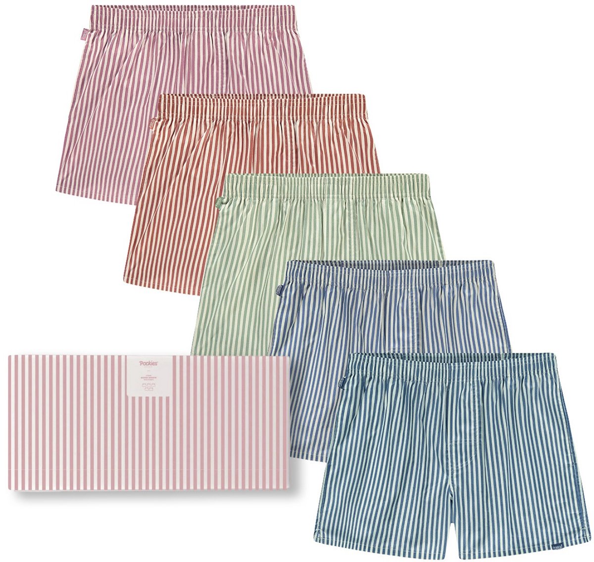 Pockies heren giftbox 5P wijde boxershorts striped multi