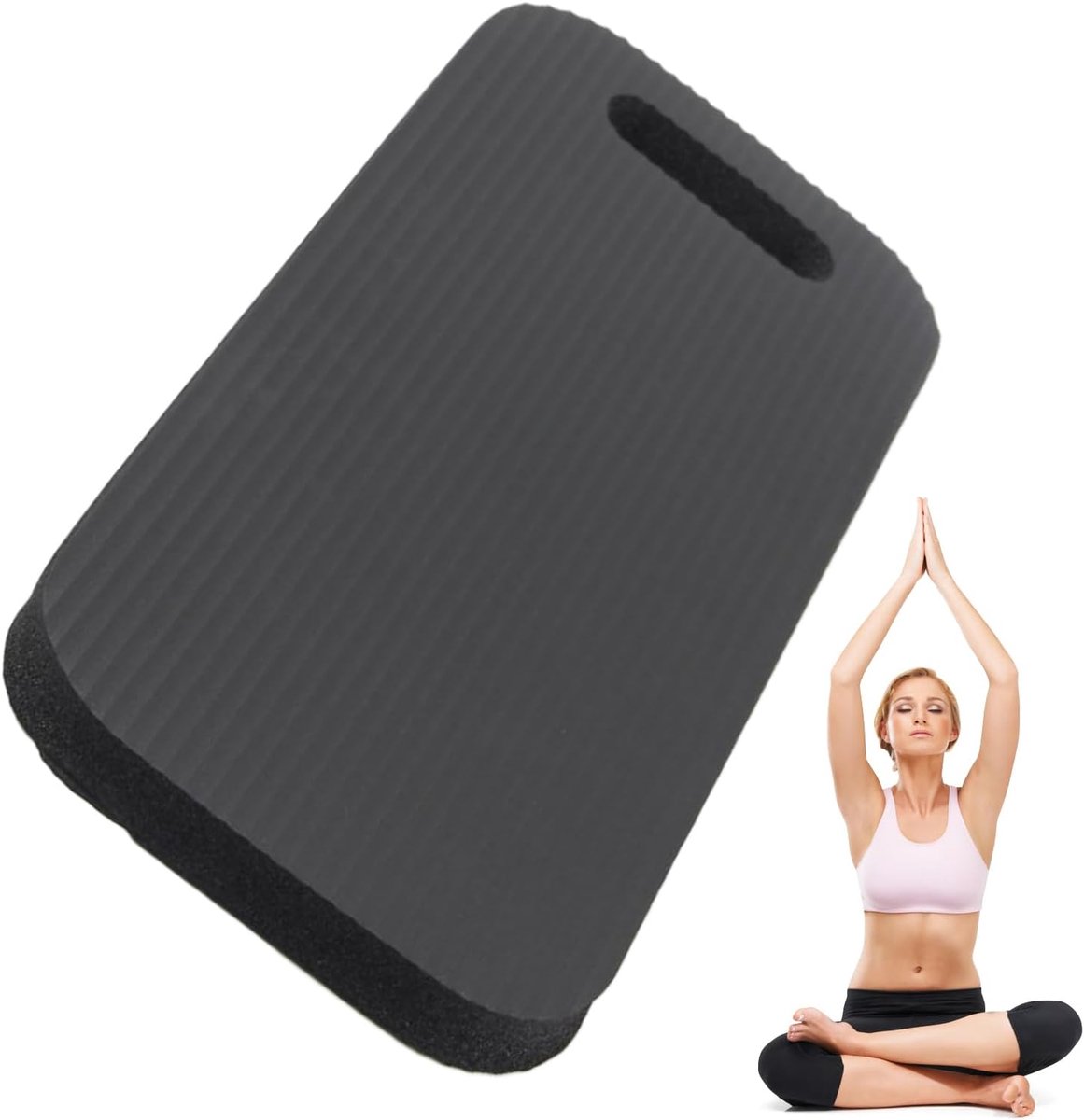 Trainingsmat Kniebeschermer - Pilates Pad - Oefeningen Ondersteunen - Antislip Dubbelzijdig - 46 x 21 cm - Zwart