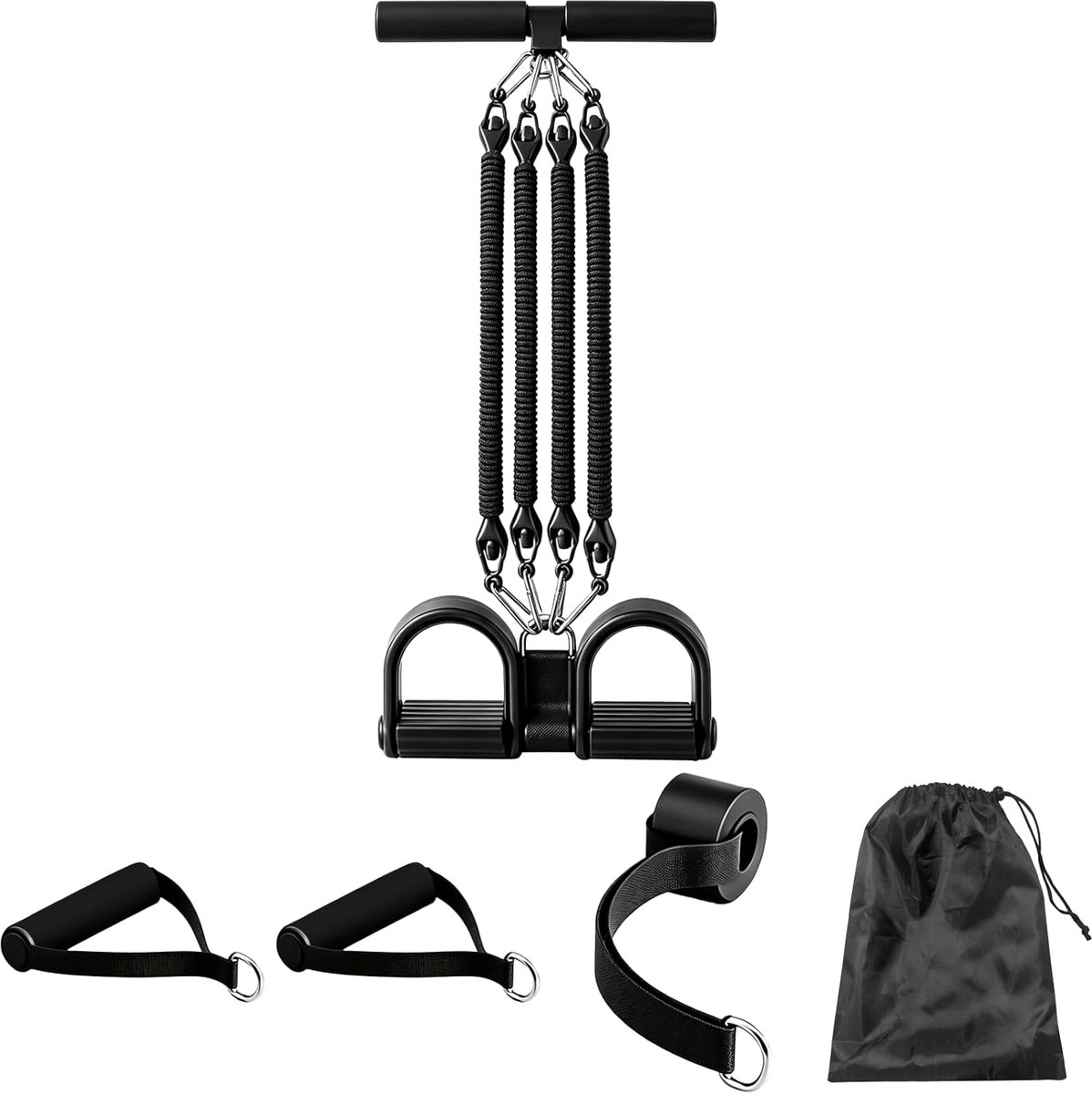Sit-Up Hulpapparaat - Buikspiertrainer Pedaaltrekker - Thuis Trainen - Verstelbare Weerstand 100 lbs - 26 x 66 cm - Zwart
