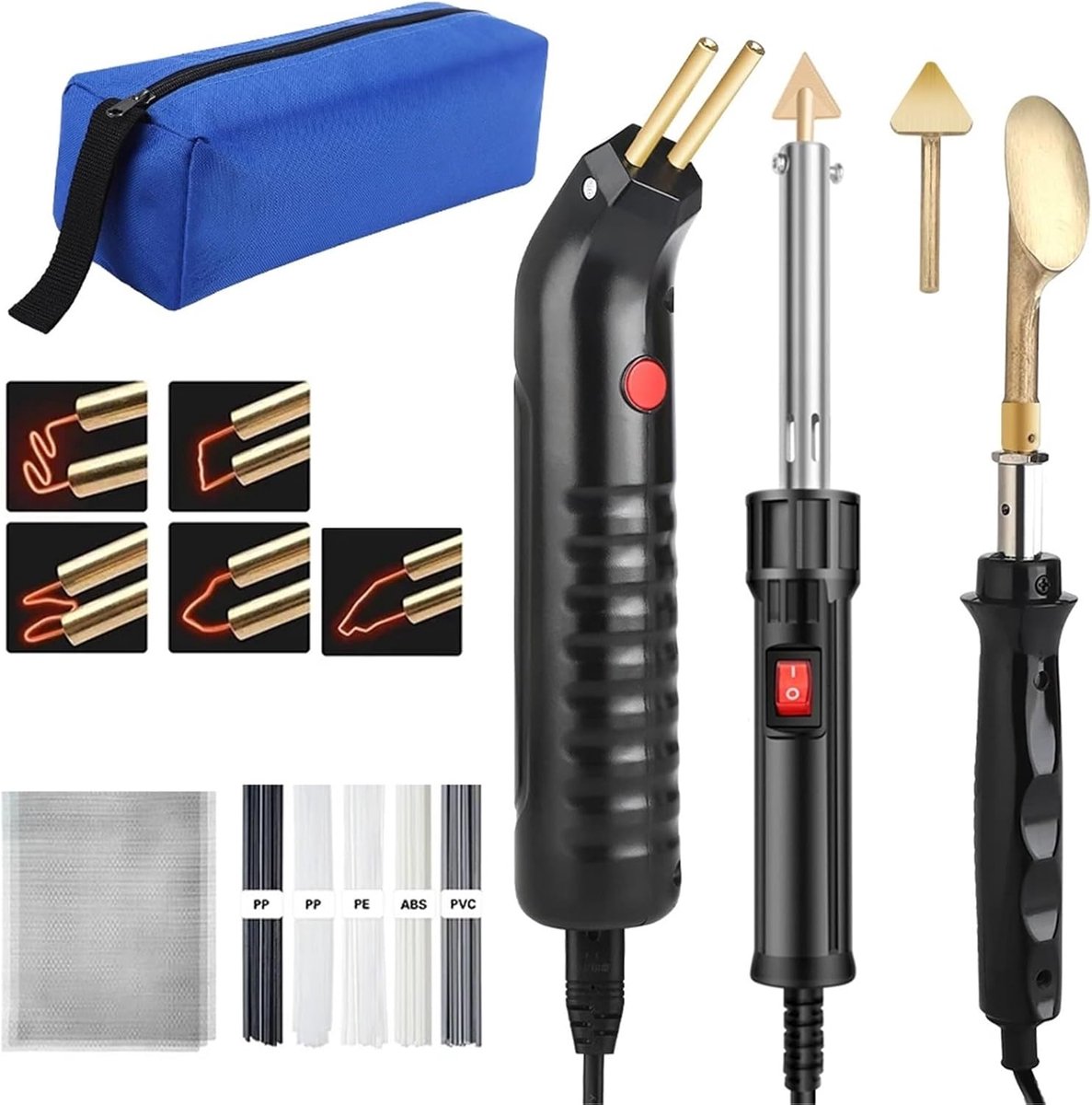 Kunststof Lasapparaat - Soldeerbout Set - Kunststof Reparatie - Snelle Opwarming - 100W Vermogen - Zwart/Rood