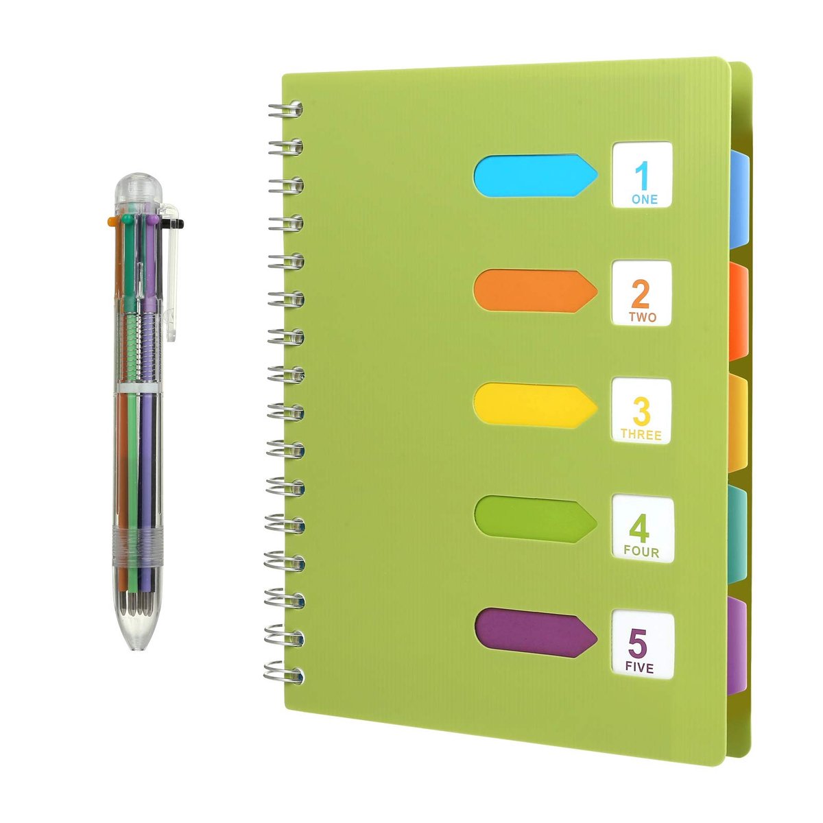 Dailygoods- Notitieboek A5 met register - Gelijnd - Ringband - Spiraalblok - 240 pagina's - Waterdichte hoes - Inclusief balpen - Schrijfblok