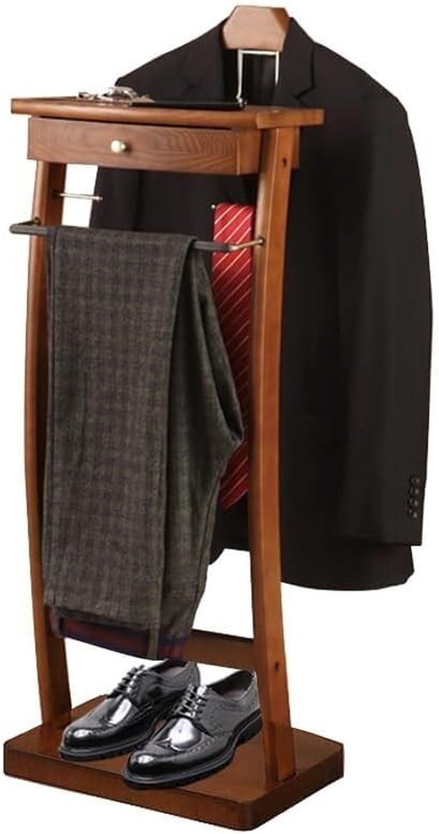 Herenkast met laden - Kledingrek meubel - Kleding opbergen - Handgemaakt massief hout - 444x30x1122 cm - Walnoot