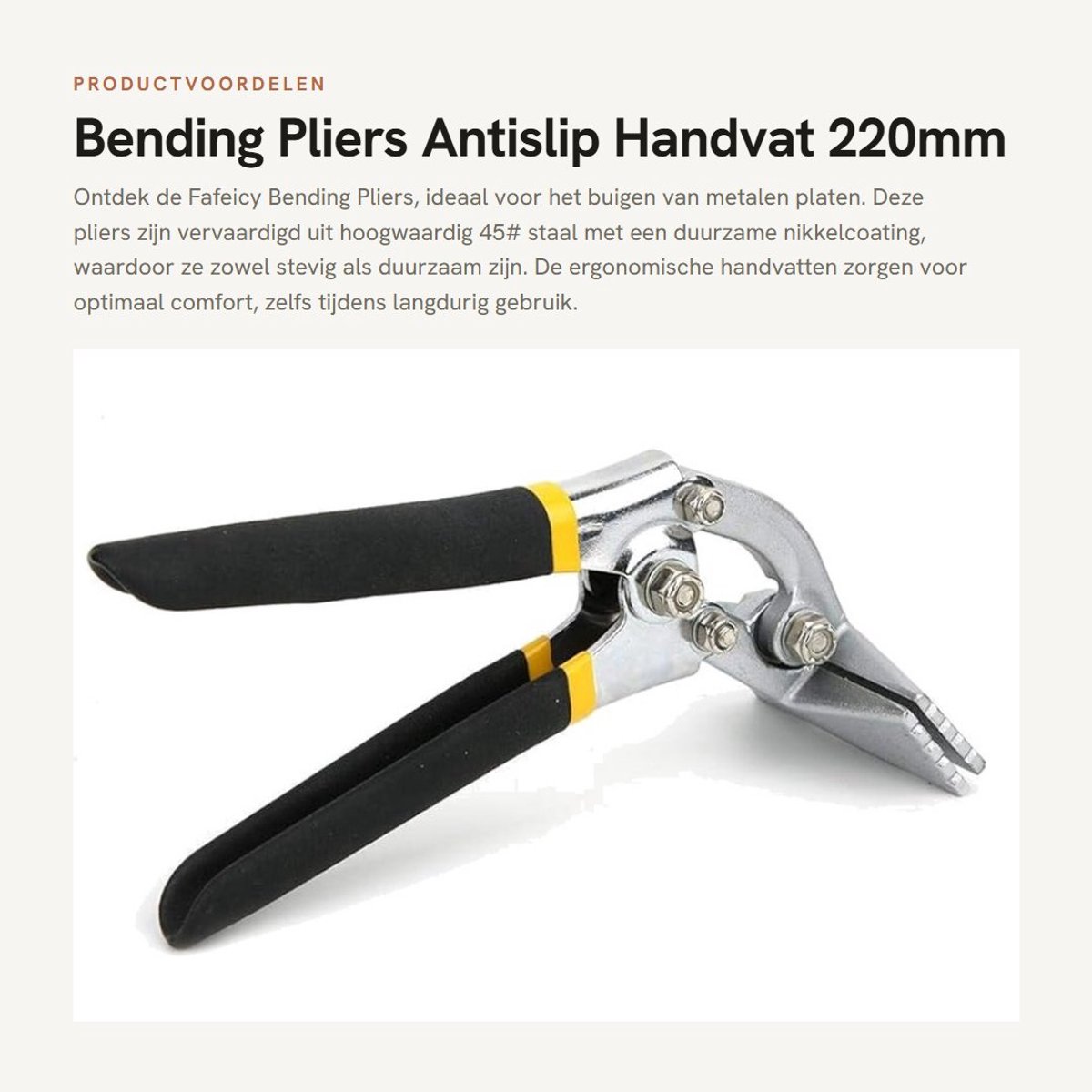 Dailygoods- Tang 220mm - Bending Tang - Stalen Constructie - Antislip Handgreep - 80mm Breedte - Duurzaam en Comfortabel - Bentang